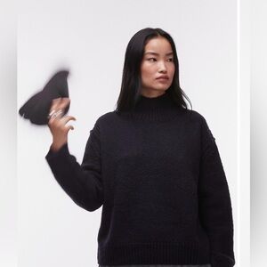 Top Shop Chunky Navy Turtleneck Sweater Pullover Size Small NWT
